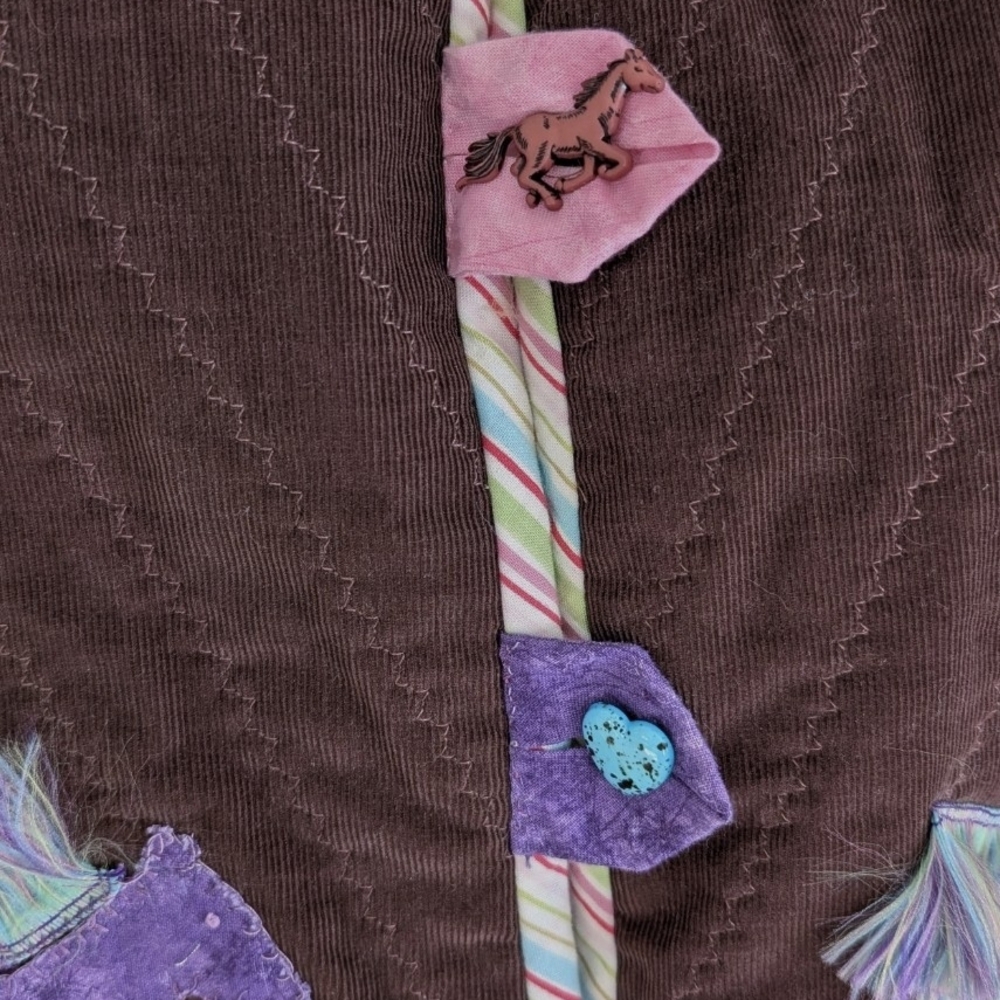 Handmade Patchwork Horse/ Western Quilted Girls Jacket, Size 10/12 - Picture 3 of 5